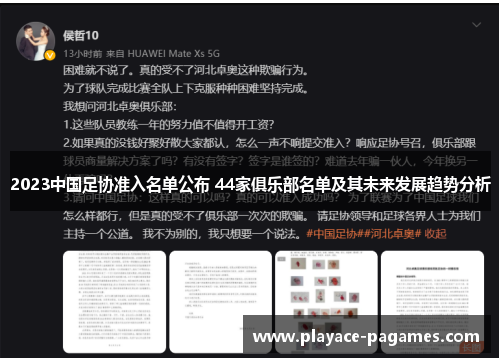 2023中国足协准入名单公布 44家俱乐部名单及其未来发展趋势分析
